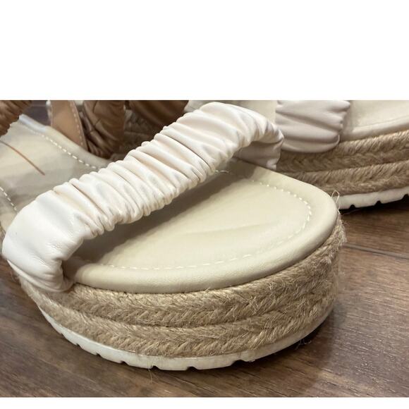 Dolce Vita Mizza Tan & White Ruched Strap Espadrille Platform Sandals Size 8.5 - Picture 5 of 7